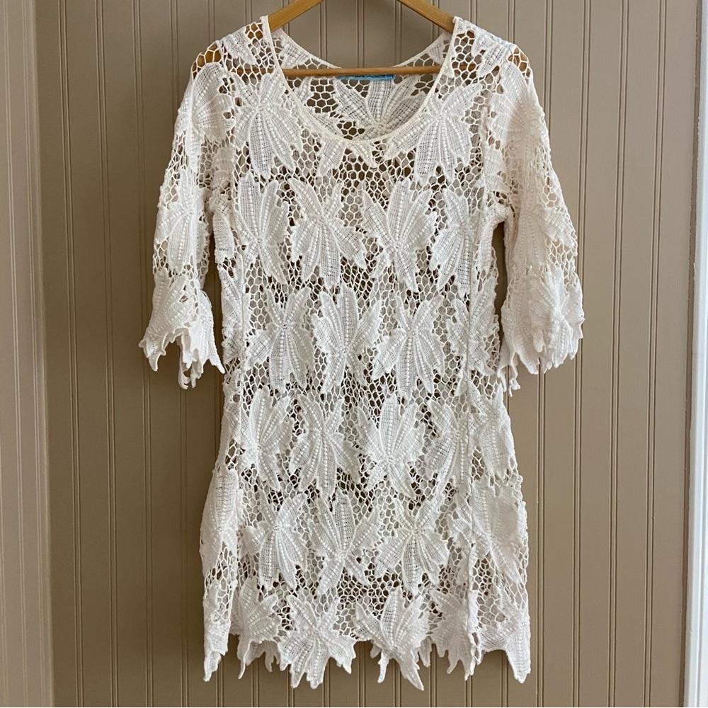 Solitaire Swim Cotton Swim Dress Crochet Coverup Women’s Large - Picture 7 of 8
